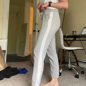 Grey Drawstring H&M Joggers With Side Stripe